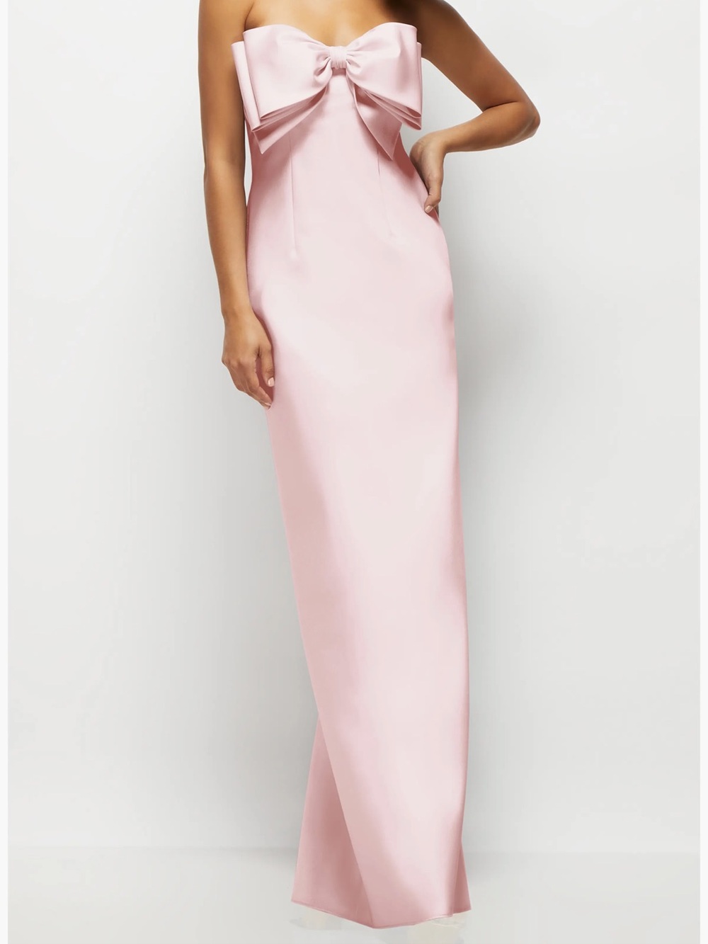 ALFRED SUNG Pale Pink Strapless Bow Maxi Skirt